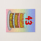 43e verjaardag: Fun Cake and Candles + Custom Name Legpuzzel (Horizontaal)
