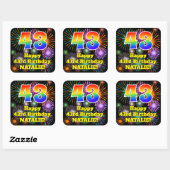 43e verjaardag: Fun Fireworks Kijk, regenboog # 43 Vierkante Sticker (Vel)