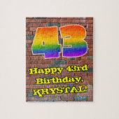 43e verjaardag: Fun Graffiti-geïnspireerde regenbo Legpuzzel (Verticaal)