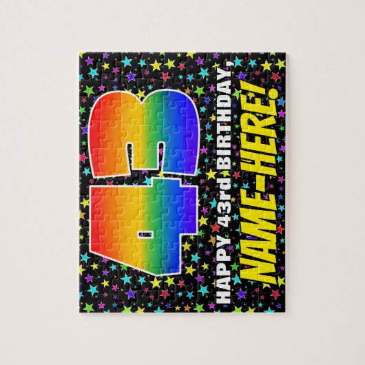 43e verjaardag — Fun, kleurrijk Star Field Pattern Legpuzzel (Verticaal)