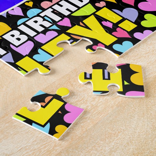 43e verjaardag — Fun, liefhebbende hartvormen + "4 Legpuzzel (Zijkant)