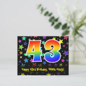43e verjaardag: Fun Stars Pattern, Rainbow 43, Naa Briefkaart (Staand voorkant)