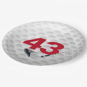 43e verjaardag golfbal ontwerp papieren bordje (Gekanteld)