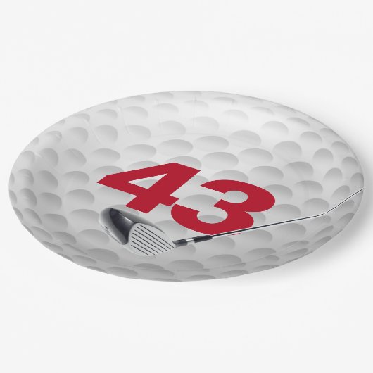 43e verjaardag golfbal ontwerp papieren bordje (Gekanteld)