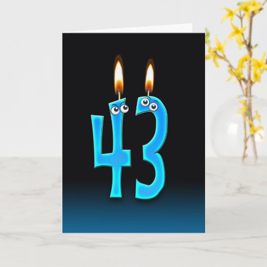 43e verjaardag kaarsen kaart (Gele Bloem)