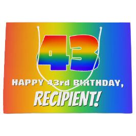43e verjaardag: Kleurig, leuk regenboogpatroon # 4 Groot Cadeauzakje