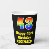 43e verjaardag: Kleurrijk, Leuk, Spannend, Regenbo Papieren Bekers (Achterkant)