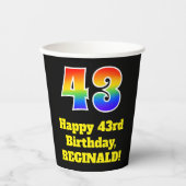 43e verjaardag: Kleurrijk, Leuk, Spannend, Regenbo Papieren Bekers (Voorkant)