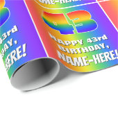 43e verjaardag: kleurrijk, vun regenboogpatroon #  cadeaupapier (Rol Hoek)