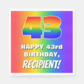 43e verjaardag: kleurrijk, vun regenboogpatroon # servet (Voorkant)