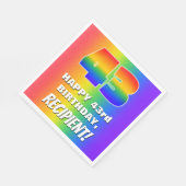 43e verjaardag: kleurrijk, vun regenboogpatroon # servet (Hoek)