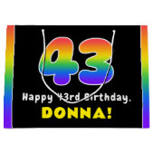 43e verjaardag: kleurrijke regenboog # 43, Naam va Groot Cadeauzakje (Voorkant)