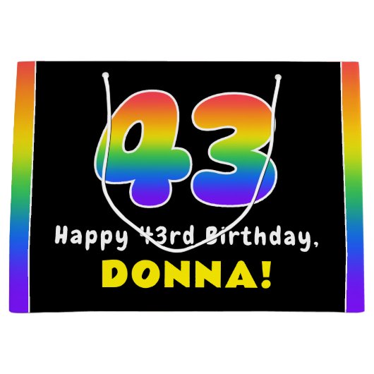 43e verjaardag: kleurrijke regenboog # 43, Naam va Groot Cadeauzakje (Voorkant)