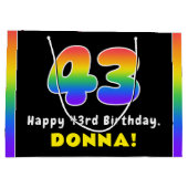 43e verjaardag: kleurrijke regenboog # 43, Naam va Groot Cadeauzakje (Achterkant)