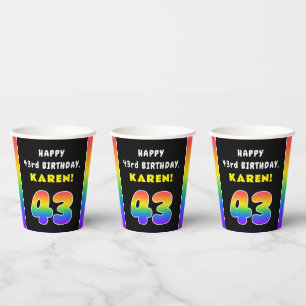 43e verjaardag: kleurrijke regenboog # 43, Naam va Papieren Bekers