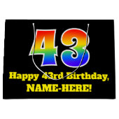 43e verjaardag ~ Leuk, Kleurrijk, Levendig, Regenb Groot Cadeauzakje (Voorkant)
