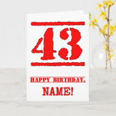 43e verjaardag: Leuk, rood rubberen stempel geïnsp Kaart (Gele Bloem)