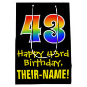 43e verjaardag: Leuk, Vet, Kleurrijk, Regenboog "4 Medium Cadeauzakje (Achterkant)