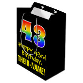 43e verjaardag: Leuk, Vet, Kleurrijk, Regenboog "4 Medium Cadeauzakje (Achterkant Gekanteld)