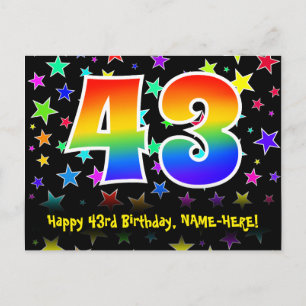 43e Verjaardag: Leuke Sterren Patroon, Regenboog 4 Briefkaart