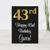 43e verjaardag ~ Luxurieuze Faux Gold-look # Kaart (Voorkant)