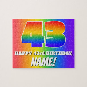 43e verjaardag — Meerkleurig regenboogpatroon "43" Legpuzzel