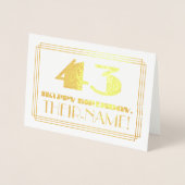 43e verjaardag; naam + Art Deco geïnspireerd look  Folie Kaarten (Voorkant)