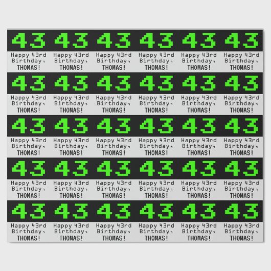 43e verjaardag - Nerdy / Geeky Style "43" en naam Cadeaupapier (Vlak)