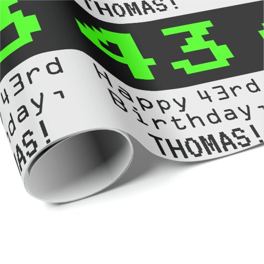 43e verjaardag - Nerdy / Geeky Style "43" en naam Cadeaupapier (Rol Hoek)