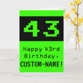 43e verjaardag: Nerdy / Geeky Style "43" en naam Kaart (Gele Bloem)