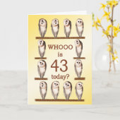 43e verjaardag, nieuwsgierige uilen kaart (Gele Bloem)