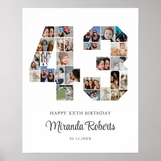 43e verjaardag nummer 43 aangepaste fotocollage poster (Voorkant)