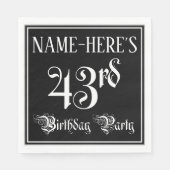 43e verjaardag Partij — Fancy Manuscript + de Naam Servet (Voorkant)