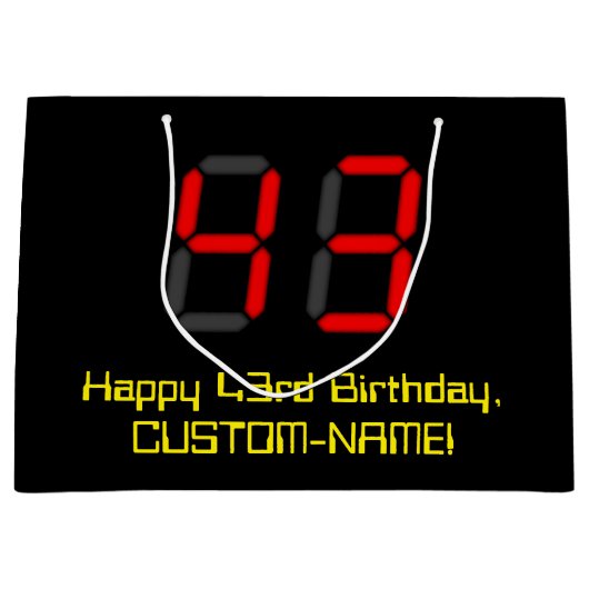 43e verjaardag: Red Digital Clock Style "43" + naa Groot Cadeauzakje (Voorkant)