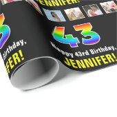 43e verjaardag: Regenboog "43"; Aangepaste foto's Cadeaupapier (Rol Hoek)