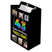 43e verjaardag: Regenboog "43", aangepaste foto's Medium Cadeauzakje (Voorkant Gekanteld)