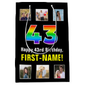 43e verjaardag: Regenboog "43", aangepaste foto's Medium Cadeauzakje (Voorkant)
