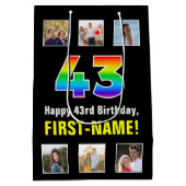 43e verjaardag: Regenboog "43", aangepaste foto's  Medium Cadeauzakje (Achterkant)
