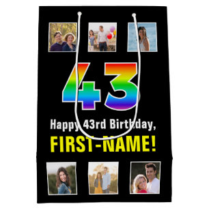 43e verjaardag: Regenboog "43", aangepaste foto's Medium Cadeauzakje