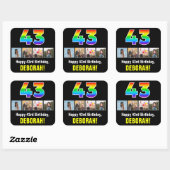 43e verjaardag: Regenboog "43"; Aangepaste foto's  Vierkante Sticker (Vel)