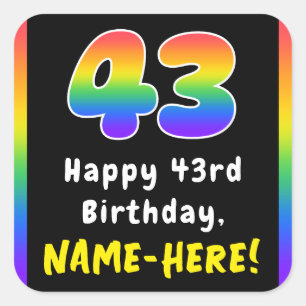 43e verjaardag: Regenboogspectrum # 43, Naam op ma Vierkante Sticker