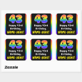 43e verjaardag: Regenboogspectrum # 43, Naam op ma Vierkante Sticker (Vel)