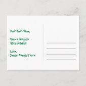 43e verjaardag: roze strepen & harten, regenboog 4 briefkaart (Achterkant)