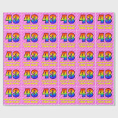 43e verjaardag: roze strepen & harten, regenboog # cadeaupapier (Vlak)