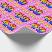 43e verjaardag: roze strepen & harten, regenboog # cadeaupapier (Hoek)