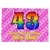 43e verjaardag: roze strepen & harten, regenboog # groot cadeauzakje (Achterkant)