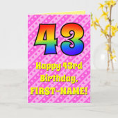 43e verjaardag: Roze strips & harten, regenboognr. Kaart (Gele Bloem)