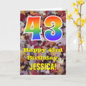 43e verjaardag; rustieke herfstbladeren; regenboog kaart (Gele Bloem)