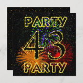43e verjaardag uitnodiging met vuurwerk (Voorkant / Achterkant)