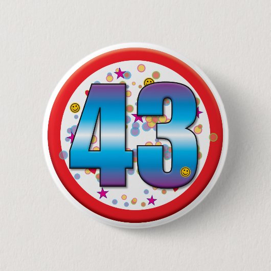 43e verjaardag v2 ronde button 5,7 cm (Voorkant)